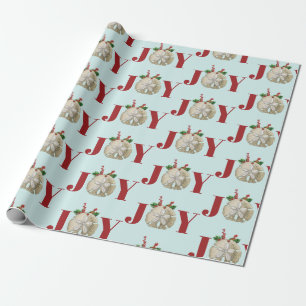 Papier Cadeau Joie Noël Sable Dollar Holly Berries Côte