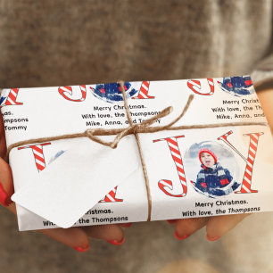 Papier Cadeau Joie photo Noël Joie Typographie personnalisée