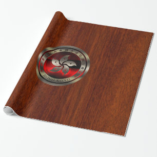 Papier Cadeau Joint rouge de Hong Kong sur la copie d'acajou