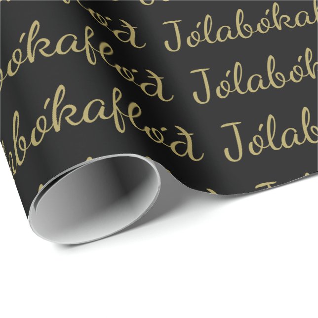 Papier Cadeau Jólabókaflóð Black Christmas Book Flotte (Coin rond)