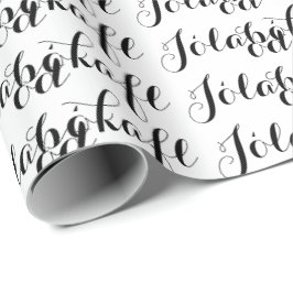 Papier Cadeau Jólabókaflóð Blanc Noir Script Livre Inondation