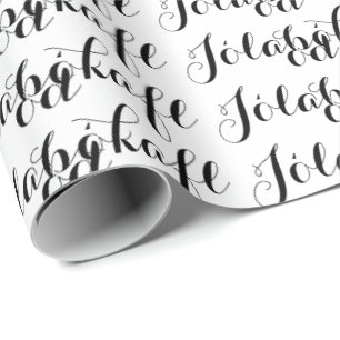 Papier Cadeau Jólabókaflóð Blanc Noir Script Livre Inondation