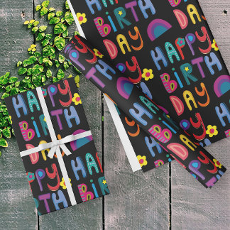 Papier Cadeau Joli Anniversaire Motif coloré