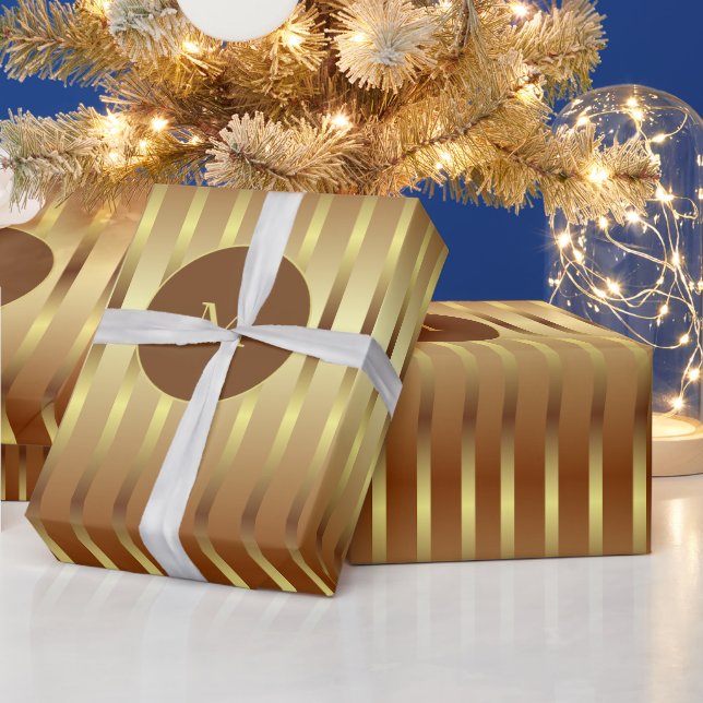 Papier Cadeau Joli Arrière - plan Or Et Bandes Or Noël (Vacances)