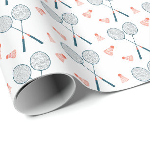 Papier Cadeau Joli Badminton Racquet Birdie Shuttlecock Retro