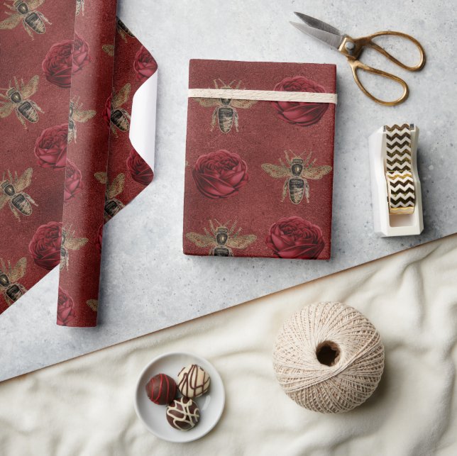 Papier Cadeau Joli Bee Floral Élégant Cadeau (Artisanat)