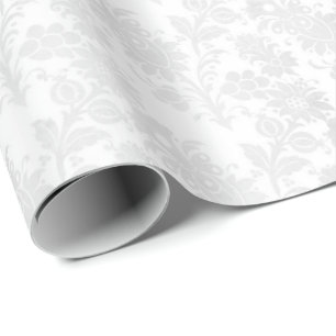 Papier Cadeau Joli blanc Damask Floral Print