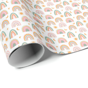 Papier Cadeau Joli Boho coloré arc-en-ciel Motif sans joint