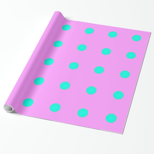 Papier Cadeau Joli bonbon rose avec points d'Aqua >Papier à enve (Déroulé)