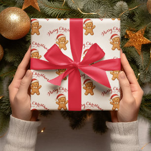 Papier Cadeau Joli bonhomme en pain d'épices avec chapeau de Pèr