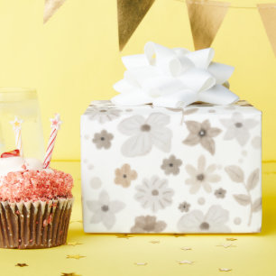 Papier Cadeau Joli Brown et Tan Floral enfant anniversaire