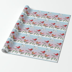 Papier Cadeau Joli Cardinal Rouge chanter Joyeux Noël