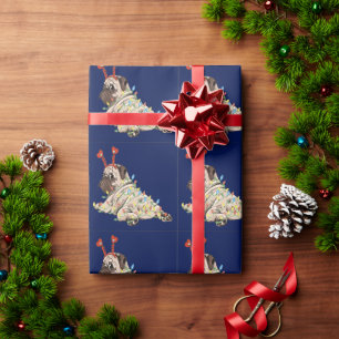 Papier Cadeau Joli Carlin chien Noël