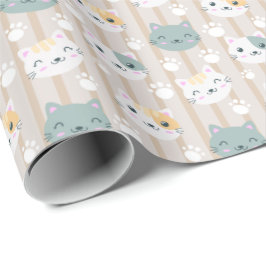 Papier Cadeau joli carrelage amoureux des chats