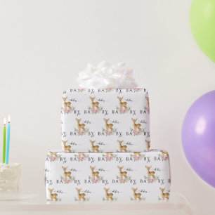Papier Cadeau Joli cerf floral papier d'emballage de la douche p