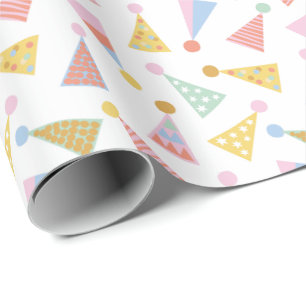 Papier Cadeau Joli chapeau coloré sur blanc
