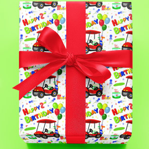 Papier Cadeau Joli chariot de golf rouge pour 2e anniversaire ga