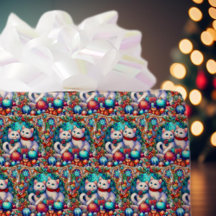 Joli chats de Noël colorés Motif en verre tendu