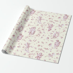 Papier Cadeau Joli Cherub Vintage Cupid Angels Rose Floral Toile