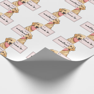 Papier Cadeau Joli chien avec un cœur Joyuse Saint-Valentin