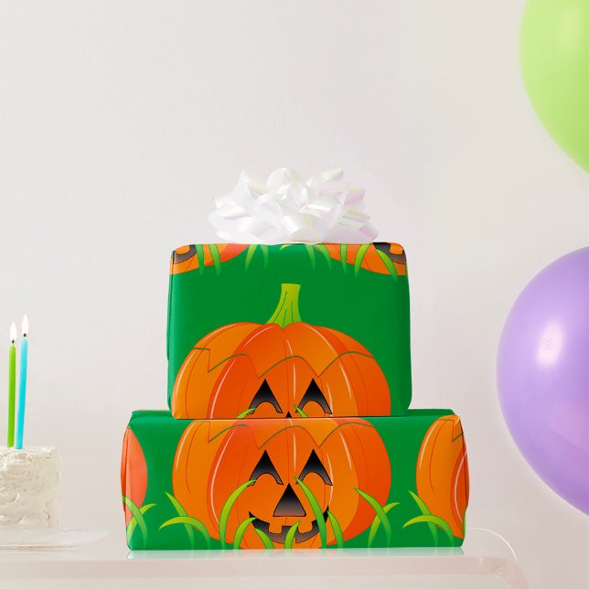 Papier Cadeau Joli Citrouille d'Halloween Jack-O-Lantern (Créateur téléchargé)
