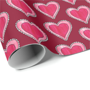 Papier Cadeau Joli Coeur rose Saint-Valentin