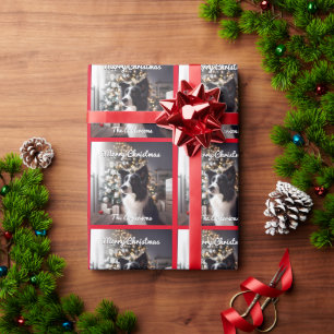 Papier Cadeau Joli collier frontalier et sapin de Noël Rouge