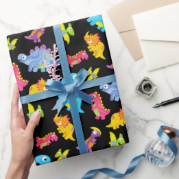 Papier Cadeau Joli coloré drôle Unisex noir bébé Dinosaur