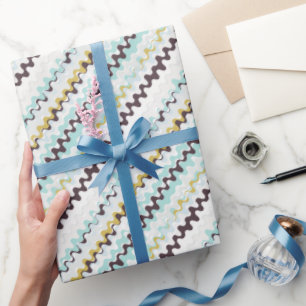 Papier Cadeau Joli coloré turquoise abstrait monogramme motif