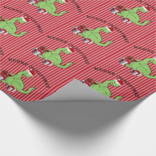Papier Cadeau Joli dinosaure de Noël Père Noël