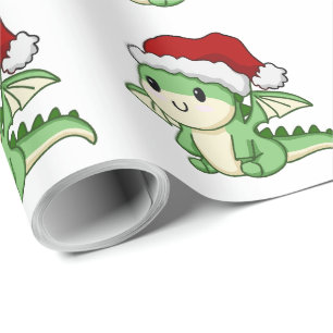Papier Cadeau Joli dragon de Noël