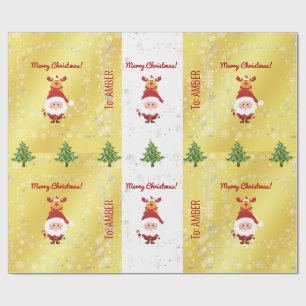 Papier Cadeau Joli Drôle Élégant Rudolph Père Noël Xmas Personna