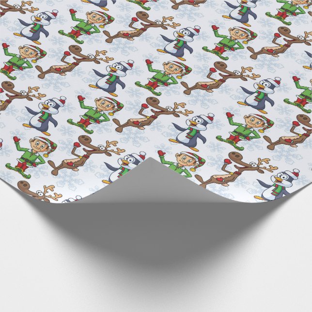 Papier Cadeau Joli Elfes/Amis Papier d'enveloppement de Noël (Coin)