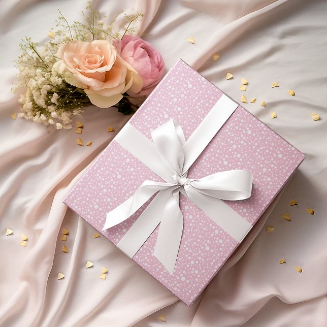 Papier Cadeau Joli en rose Pois blancs aléatoires de taille (Créateur téléchargé)