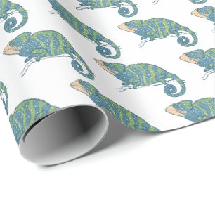 Papier Cadeau Joli enveloppement cadeau de cameleon bleu et vert