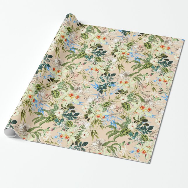 Papier Cadeau Joli enveloppement cadeau Floral Chic (Déroulé)