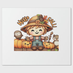 Papier Cadeau Joli épouvantail d'automne avec citrouilles T-Shir