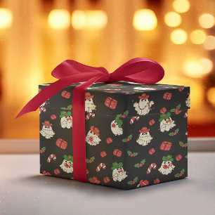 Papier Cadeau Joli Fantôme de Noël Rétro