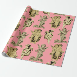 Papier Cadeau Joli Festif Vintage ailes Cherub Angels