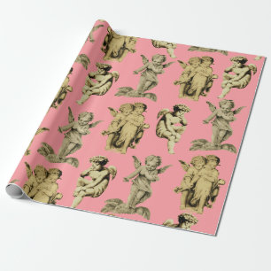 Papier Cadeau Joli Festif Vintage ailes Cherub Angels
