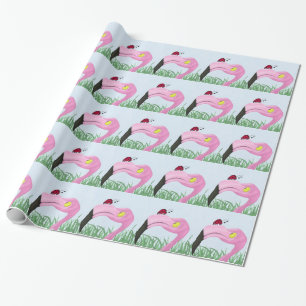 Papier Cadeau Joli Flamant rose rose