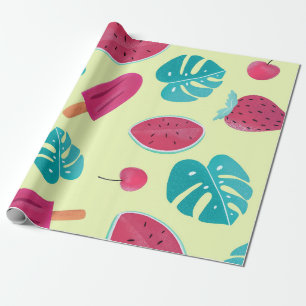 Papier Cadeau Joli fruit tropical Feuille Ice Pops Motif 