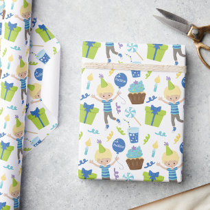 Papier Cadeau Joli garçon d'anniversaire personnalisé