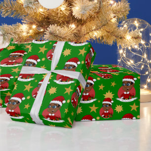 Papier Cadeau Joli garçon de Noël afro-américain avec lunettes
