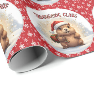 Papier Cadeau Joli Groundhog Claus Noël drôle de Groundhog Chris