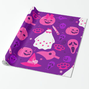 Papier Cadeau joli halloween floral ghost rose
