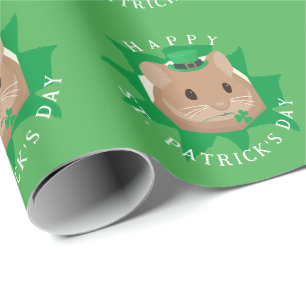Papier Cadeau Joli hamster jour de la Saint-Patrick regardant à