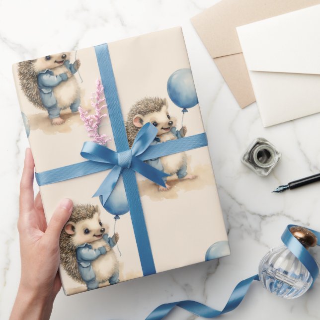 Papier Cadeau Joli Hérisson Boy Anniversaire (Cadeaux)
