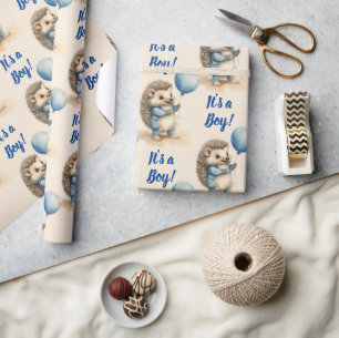Papier Cadeau Joli Hérisson C'est un Baby shower garçon
