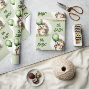 Papier Cadeau Joli Hérisson Oh Baby Baby shower neutre